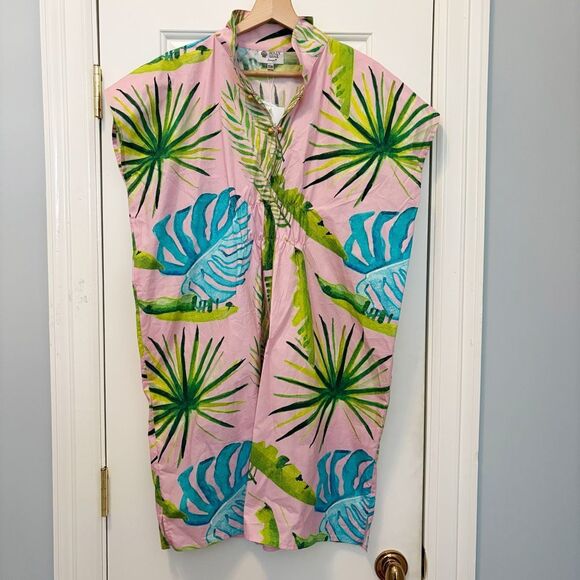 NWT HOLLY SHAE June Kaftan Palm Print Size XS-M Palm Beach $194.00 - Picture 3 of 7